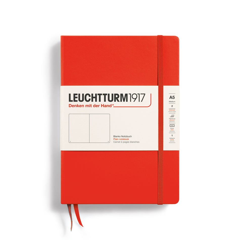 LEUCHTTURM1917 Notebook Hardcover Medium (A5), 251 Pages, Plain - Lobster Red