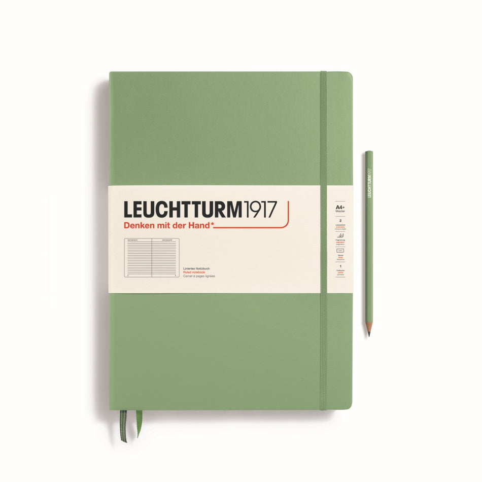 LEUCHTTURM1917 Notebook Hardcover Master Classic (A4+), Ruled, 235 pages - Sage Green