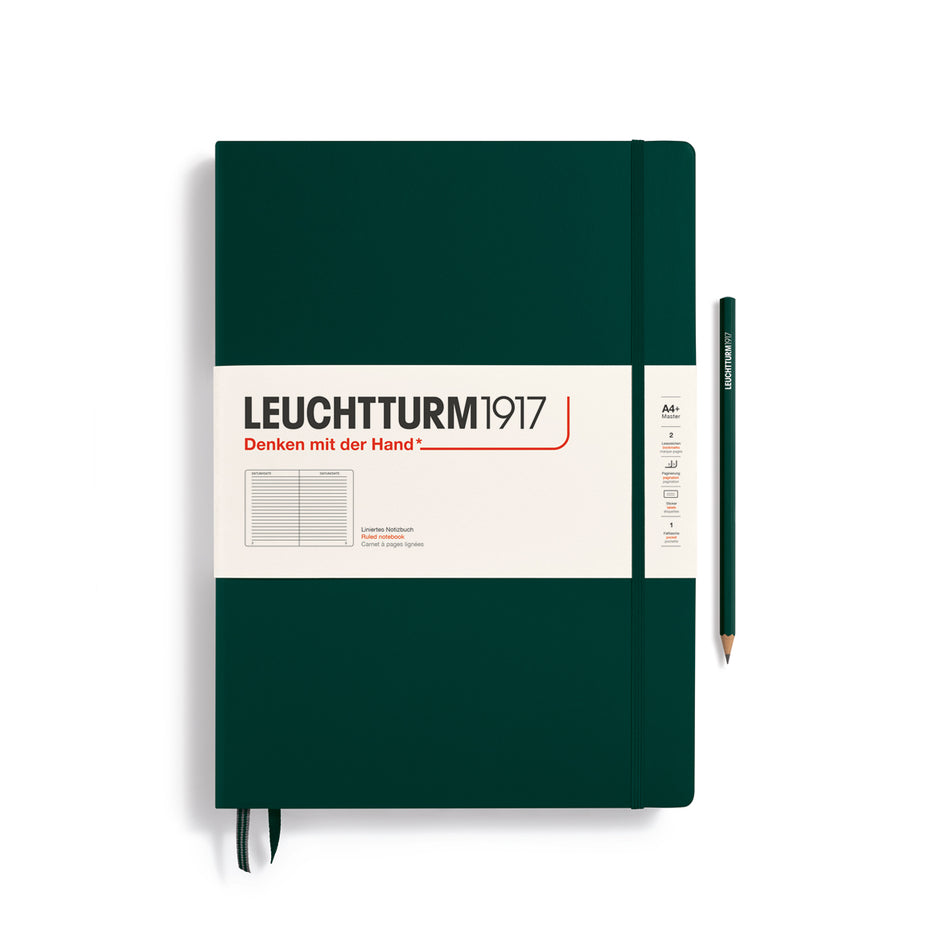 LEUCHTTURM1917 Notebook Hardcover Master Classic (A4+), Ruled, 235 pages - Forest Green