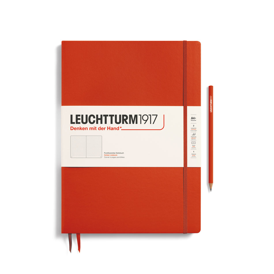 LEUCHTTURM1917 Notebook Hardcover Master Slim (A4+), Dotted, 123 pages - Fox Red