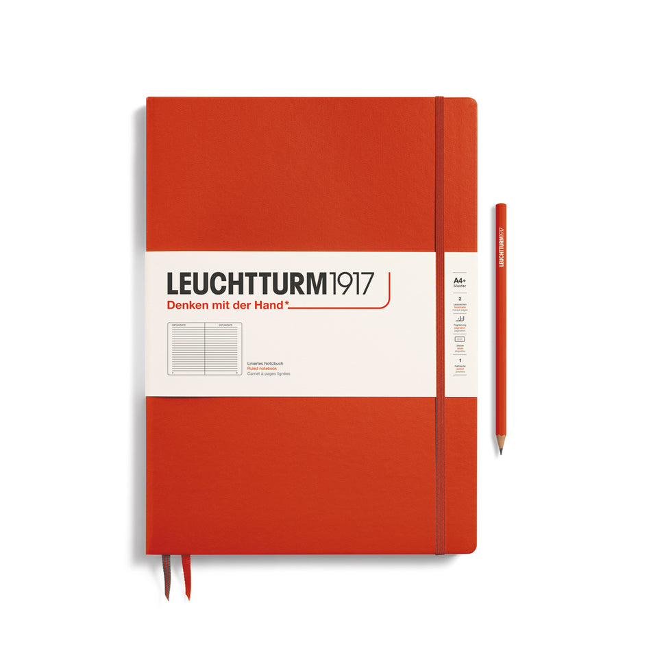 LEUCHTTURM1917 Notebook Hardcover Master Slim (A4+), Ruled, 123 pages - Fox Red