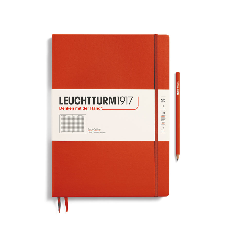 LEUCHTTURM1917 Notebook Hardcover Master Slim (A4+), Square, 123 pages, Fox Red