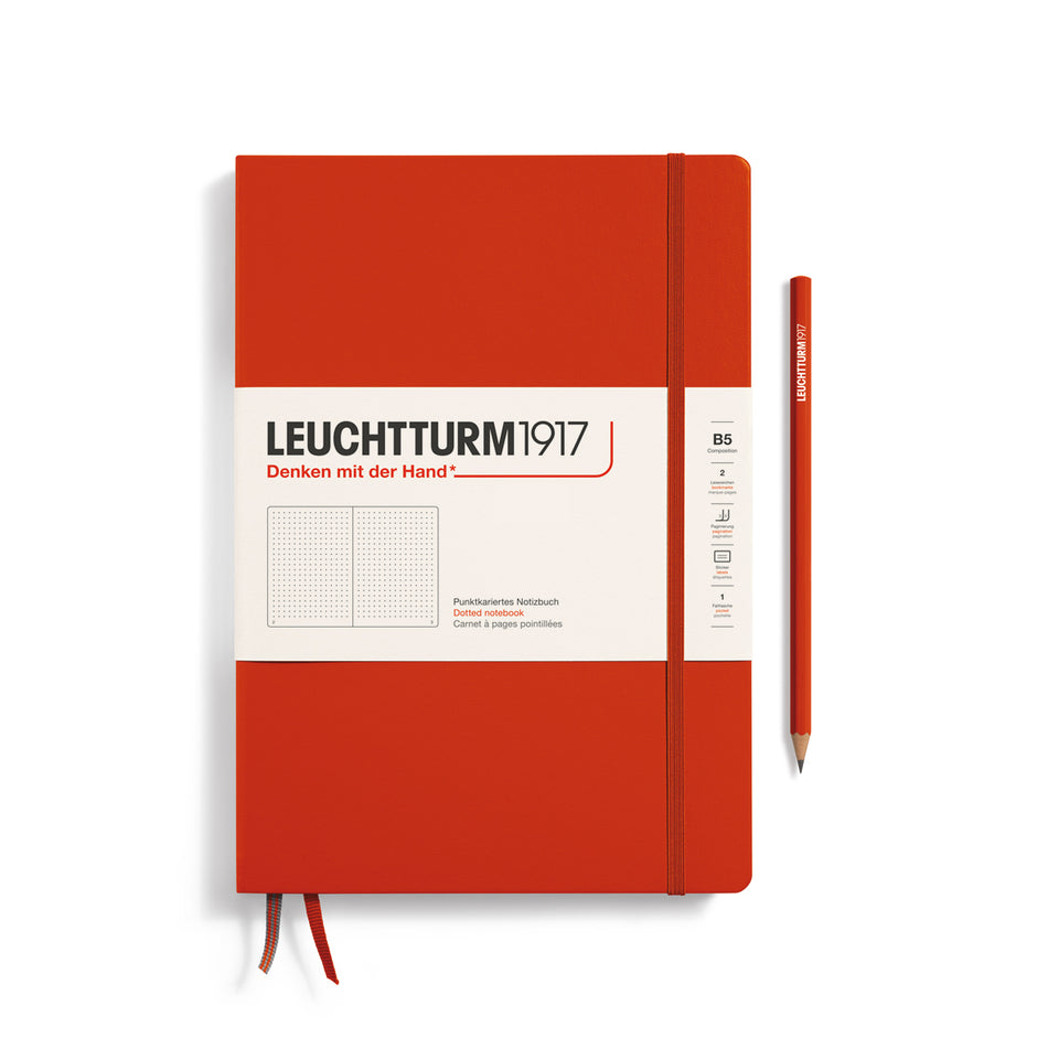 LEUCHTTURM1917 Notebook Hardcover Composition (B5), Dotted, 219 pages, Fox Red