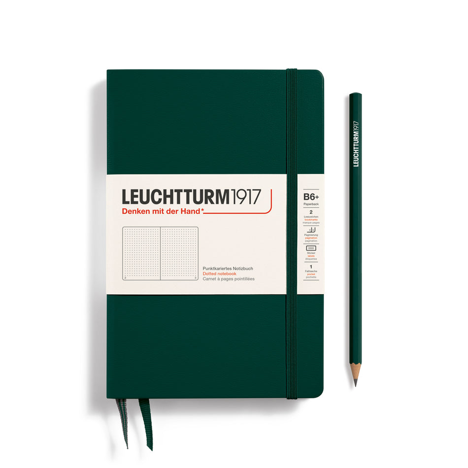 LEUCHTTURM1917 Notebook Hardcover Paperback (B6+), Dotted, 219 pages - Forest Green