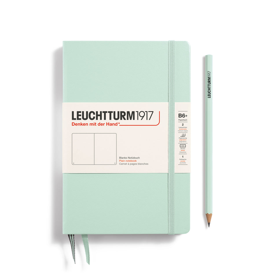 LEUCHTTURM1917 Notebook Hardcover Paperback (B6+), Plain, 219 pages - Mint Green