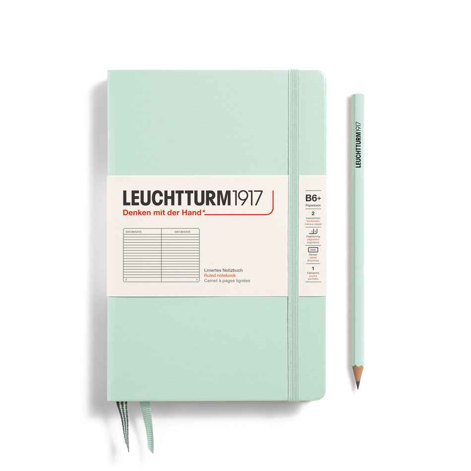 LEUCHTTURM1917 Notebook Hardcover Paperback (B6+), Ruled, 219 pages - Mint Green