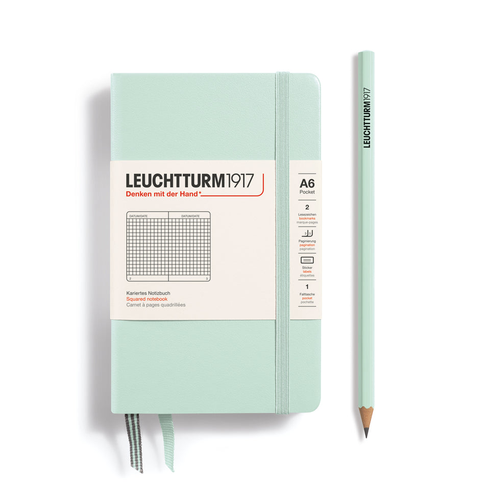 LEUCHTTURM1917 Notebook Hardcover Pocket (A6), Square, 187 pages - Mint Green