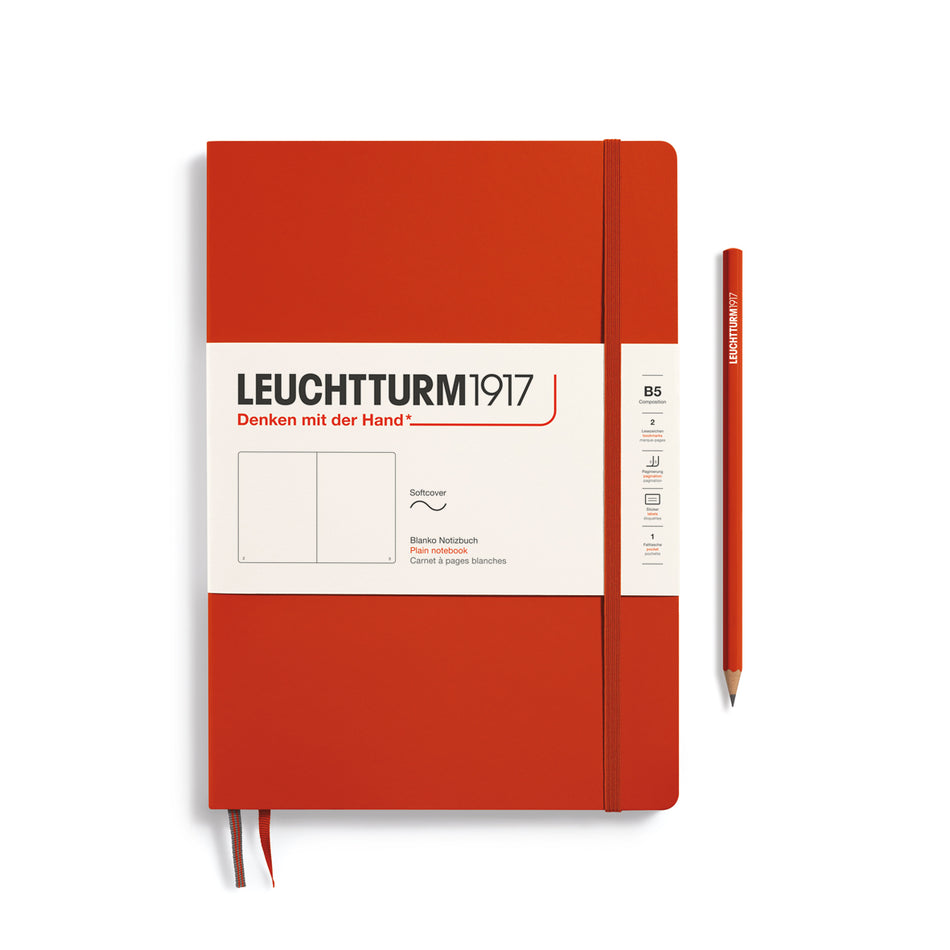 LEUCHTTURM1917 Notebook Softcover Composition (B5), Plain, 123 pages - Fox Red