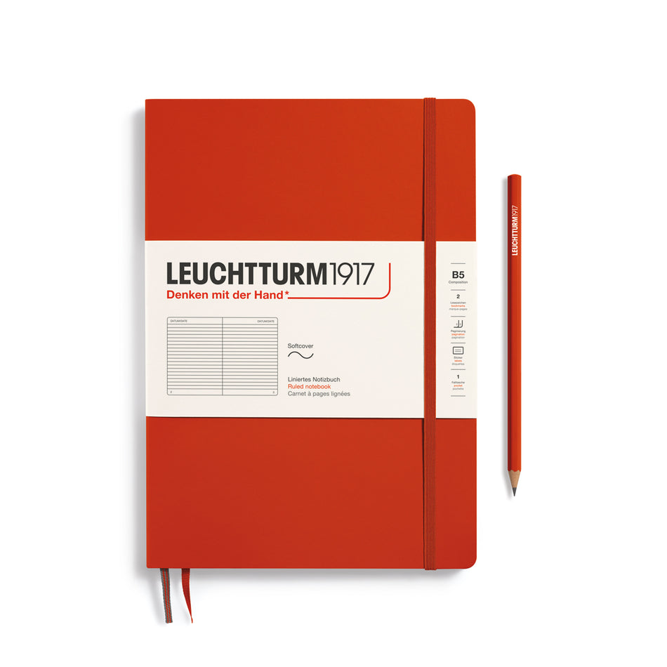 LEUCHTTURM1917 Notebook Softcover Composition (B5), Ruled, 123 pages - Fox Red