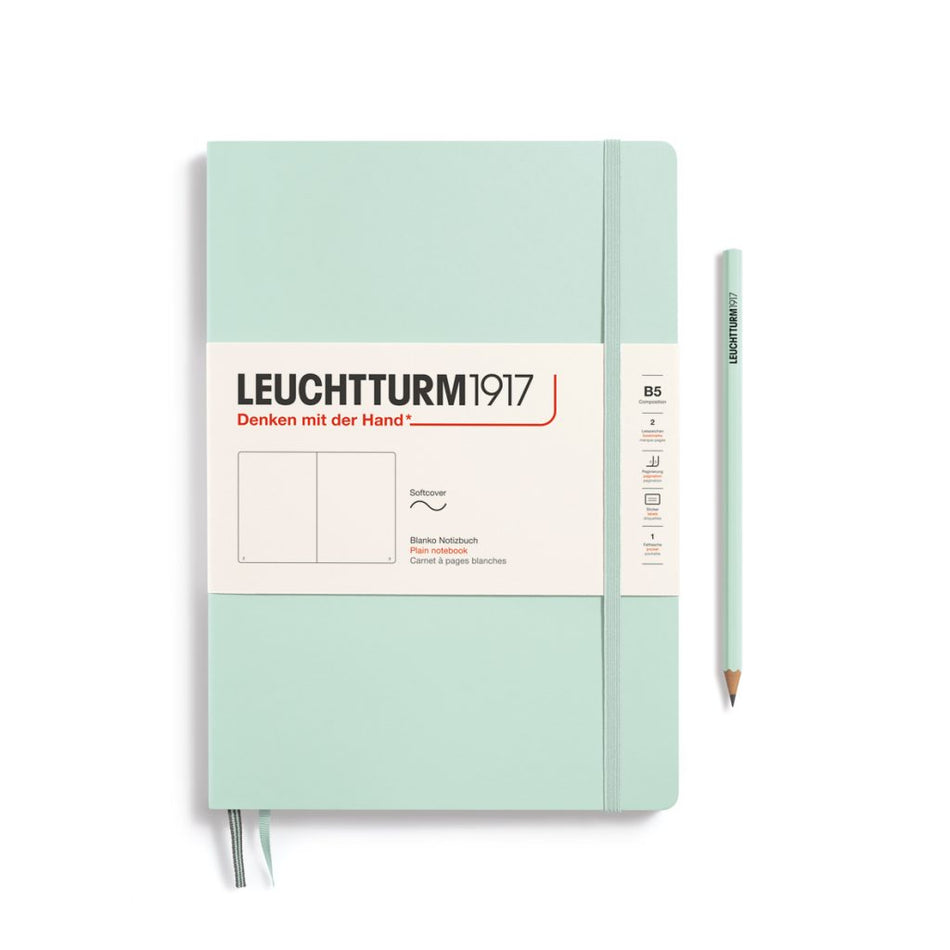LEUCHTTURM1917 Notebook Softcover Composition (B5), Plain, 123 pages - Mint Green