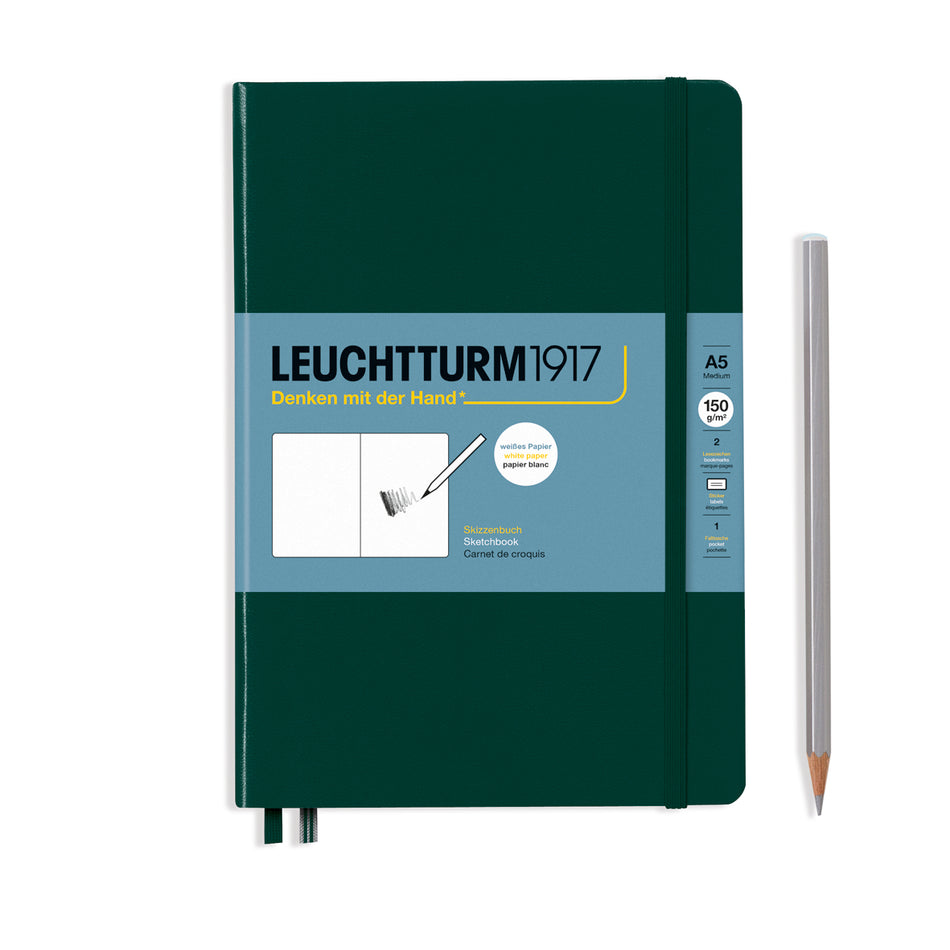 LEUCHTTURM1917 Sketchbook Medium (A5), 112 p., plain - Forest Green