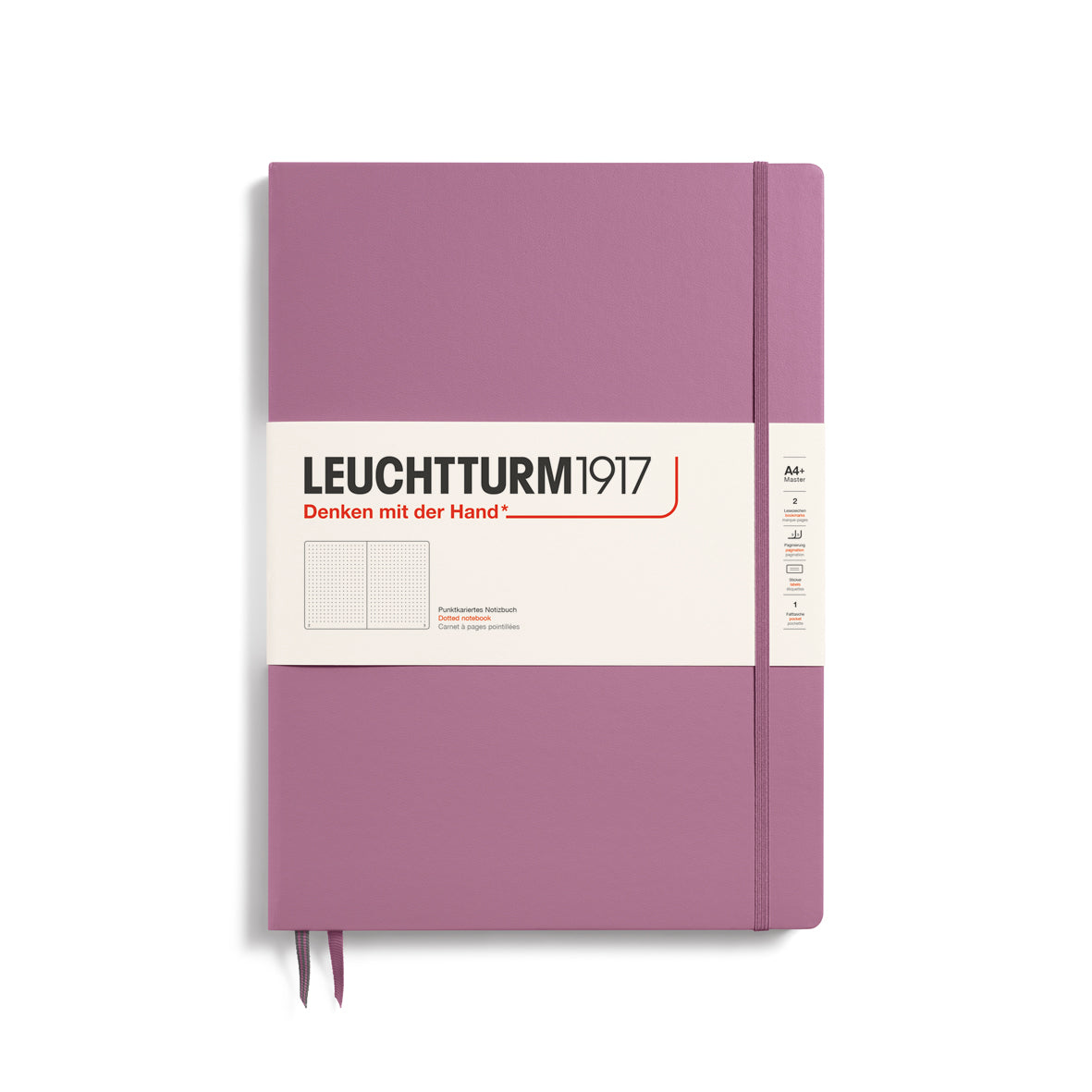 LEUCHTTURM1917 Notebook Master Slim (A4+) Hardcover, 123 Numbered pages, dotted - Dusty Rose Pink