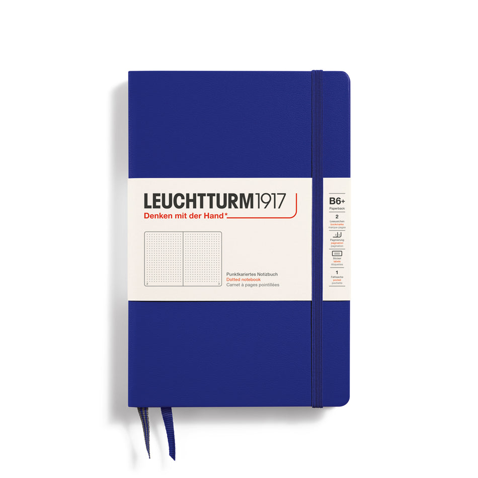 LEUCHTTURM1917 Notebook Paperback (B6+), Hardcover, 219 numbered pages, dotted - Ink Blue