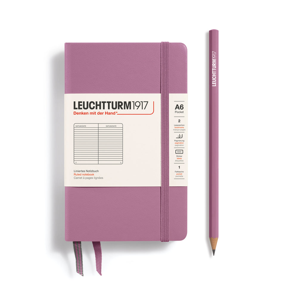 LEUCHTTURM1917 Notebook Pocket (A6) Hardcover, 187 p., ruled - Dusty Rose