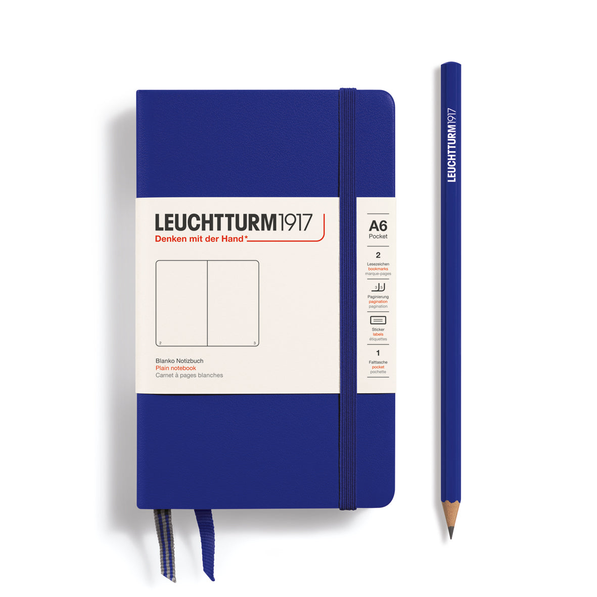 LEUCHTTURM1917 Pocket Hardcover Notepad (A6), 187 p., plain - Ink Blue