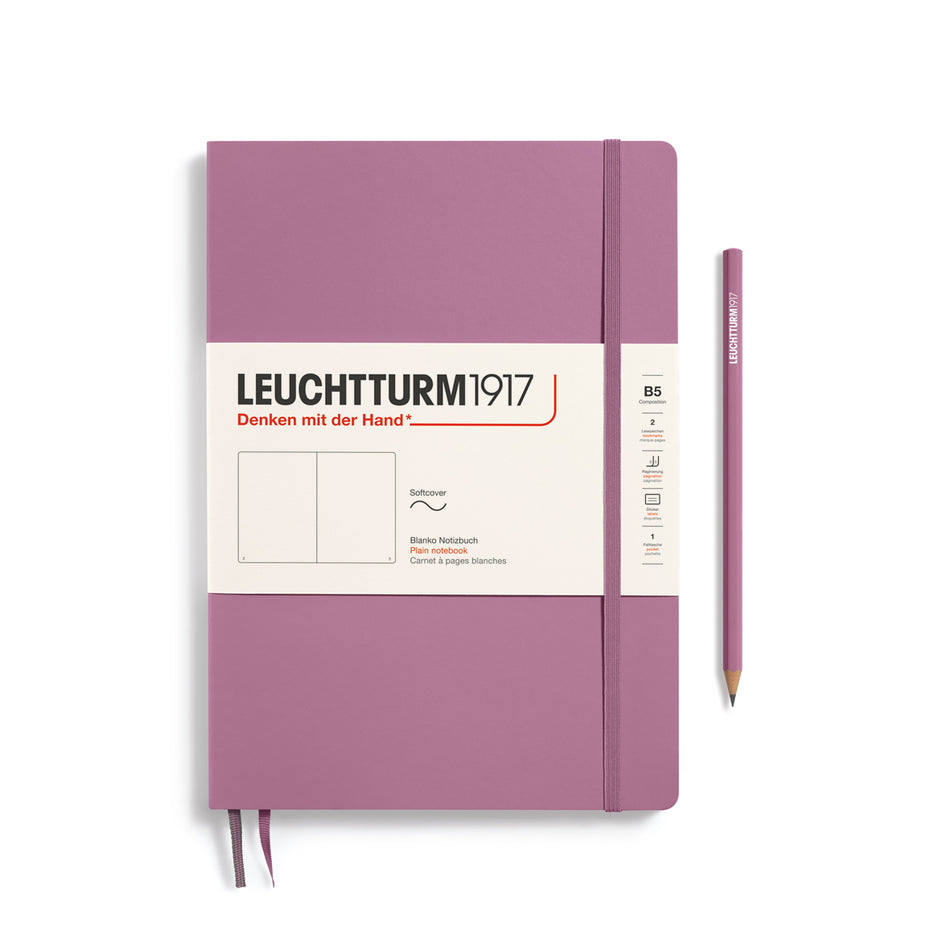 LEUCHTTURM1917 Notebook Composition (B5) plain, Softcover, 123 numbered pages - Dusty Rose