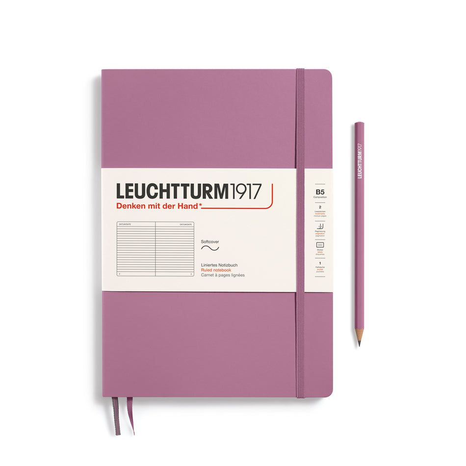 LEUCHTTURM1917 Notebook Composition (B5) ruled, Softcover, 123 numbered pages - Dusty Rose