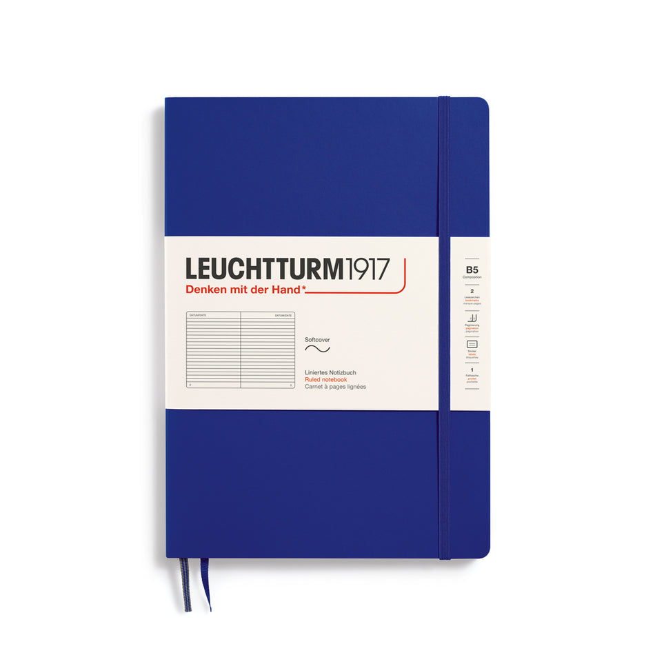 LEUCHTTURM1917 Notebook Softcover Composition , 123 pages, ruled - Ink Blue