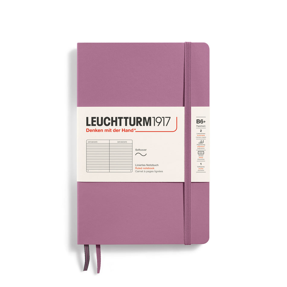 LEUCHTTURM1917 Notebook Softcover Paperback (B6+), 123 pages, ruled - Dusty Rose