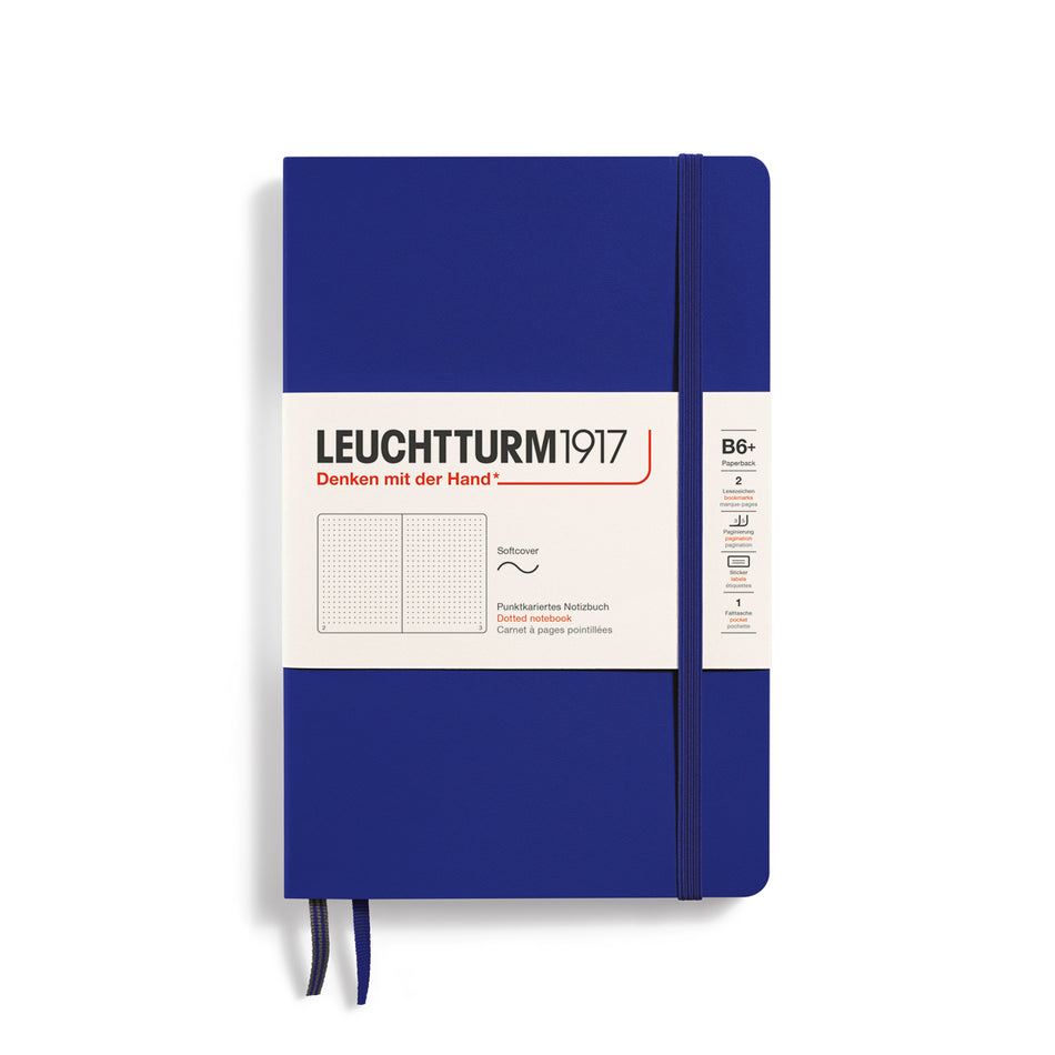 LEUCHTTURM1917 Notebook Paperback (B6+) dotted, Sofcover, 123 Numbered Pages - Ink Blue