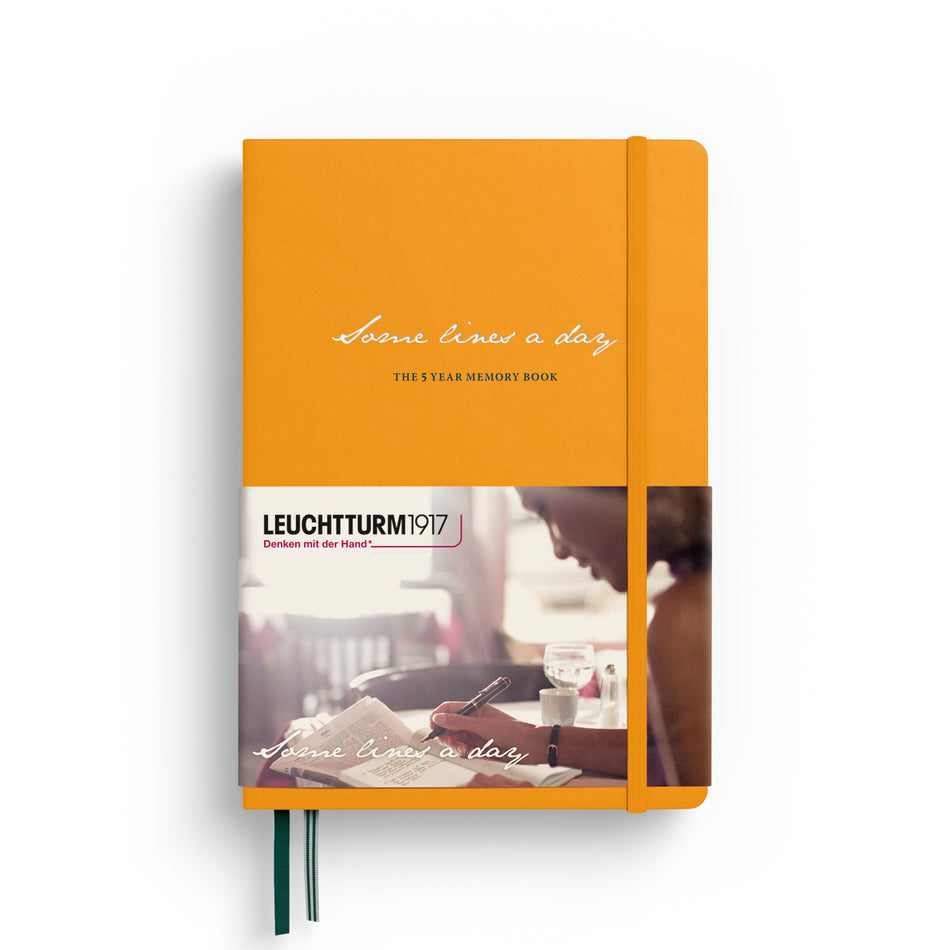 LEUCHTTURM1917 Some Lines A Day Diary, 5 Year Book Medium (A5), 365 pages - Rising Sun Yellow