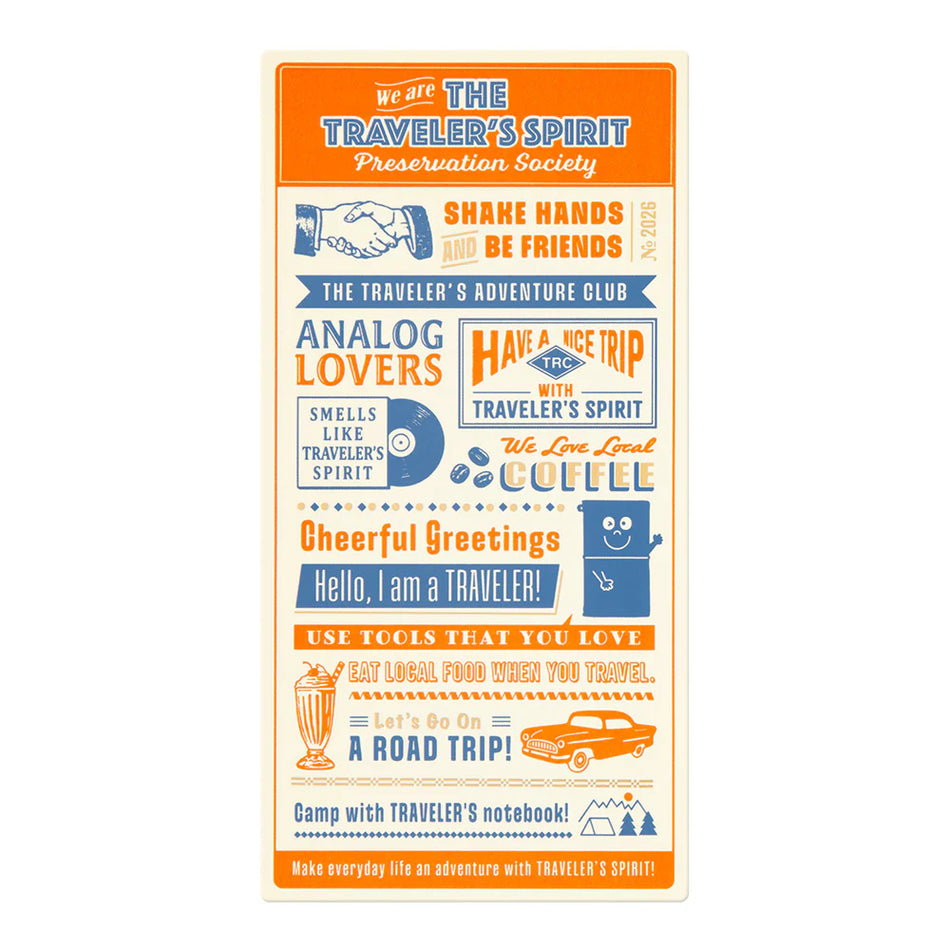 TRAVELER'S Notebook Regular Size Refill - 2026 Plastic Sheet