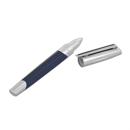 S.T. Dupont Defi Millennium Silver And Navy Blue Rollerball Pen
