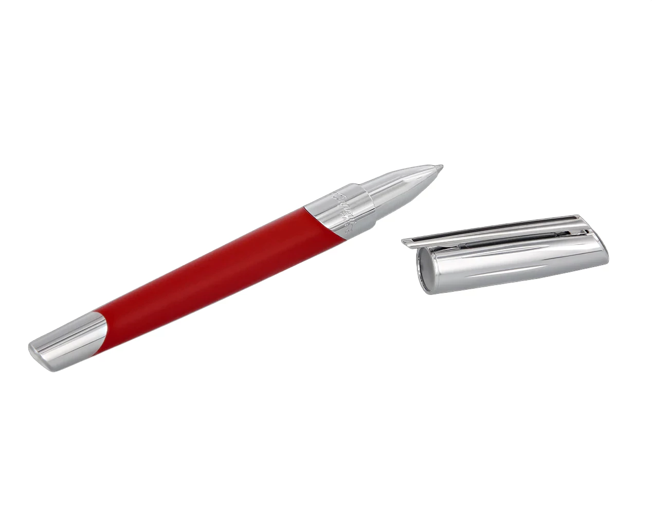 S.T. Dupont Defi Millennium Silver And Matte Red Rollerball Pen