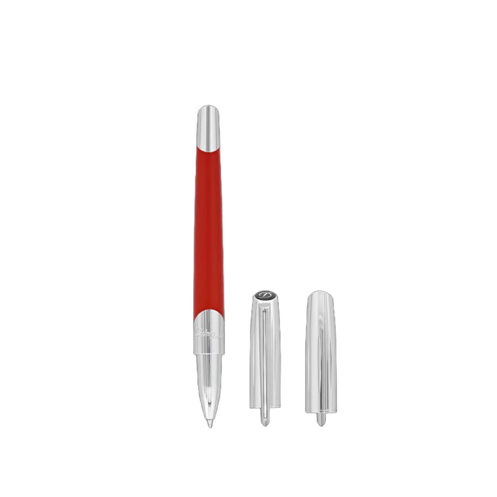 S.T. Dupont Defi Millennium Silver And Matte Red Rollerball Pen