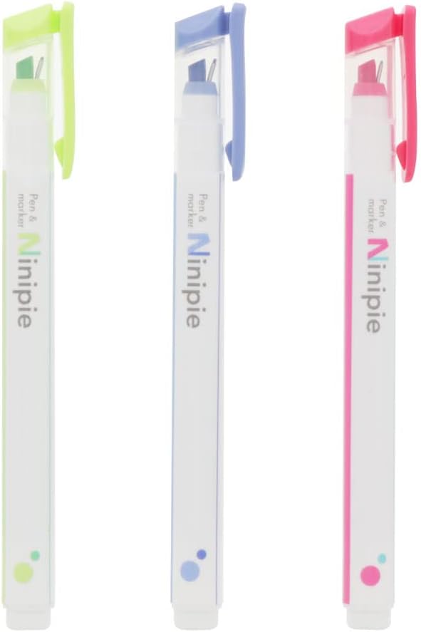 Sun-Star Ninipie Pen and Marker (Set of 3) - Green/Blue/Pink