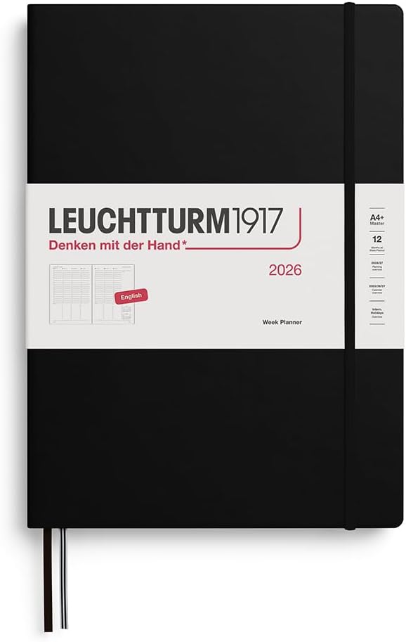 Leuchtturm1917 2026 A4+ Vertical Weekly Planner - Black