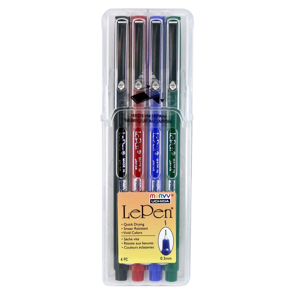 Le Pen Fine Felt Tip Marker Set - Primary Set (4 Piece)
