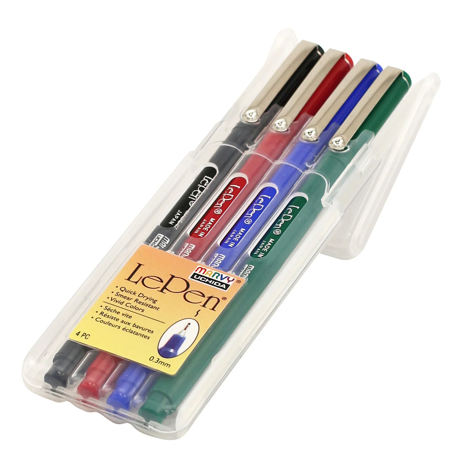 Le Pen Fine Felt Tip Marker Set - Primary Set (4 Piece)