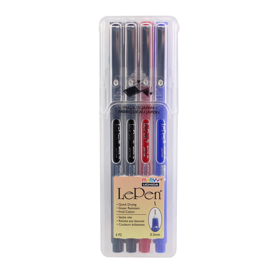 Le Pen Fine Felt Tip Marker Set - Basic Set (4 Piece)