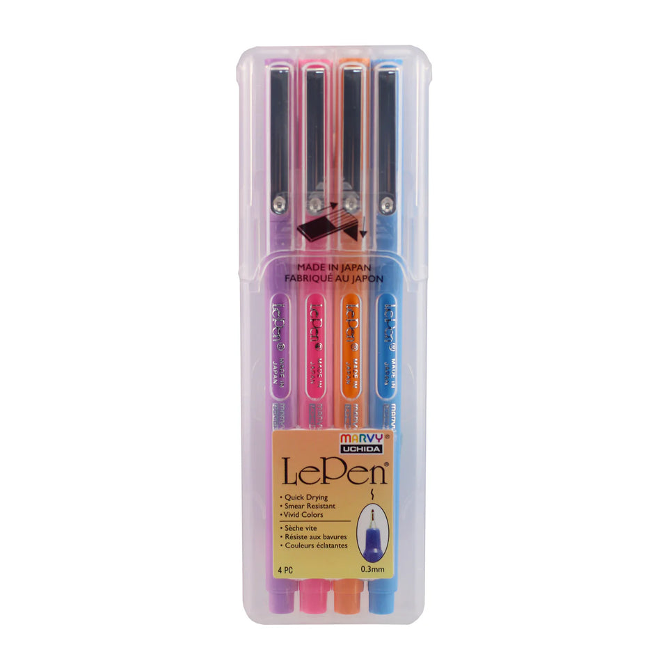 Le Pen Fine Felt Tip Marker Set - Brilliant Set (4 Piece)