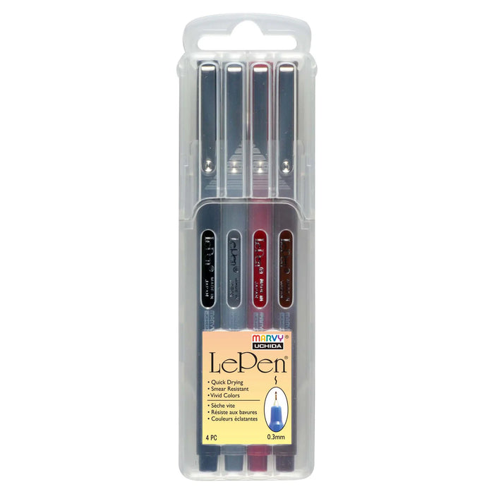 Le Pen Fine Felt Tip Marker Set - Dark Set (4 Piece)