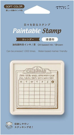 Midori Brown Paintable Stamp Self Inking - Calendar