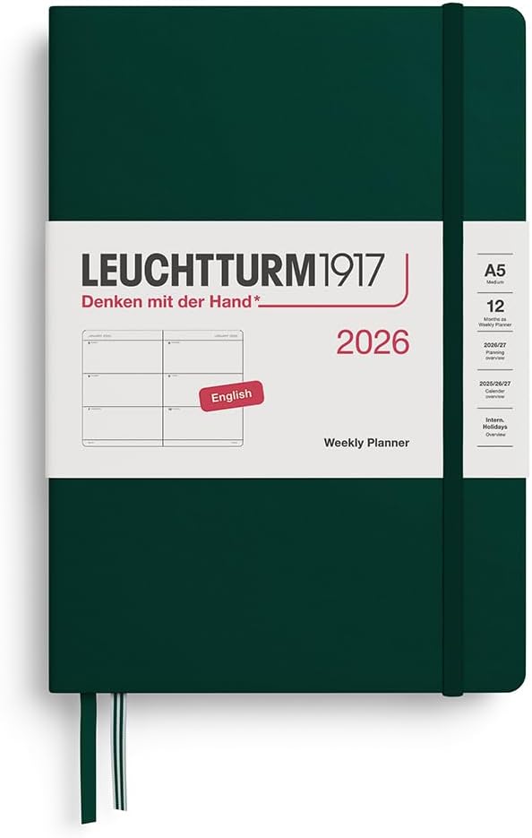 Leuchtturm1917 2026 A5 Weekly Planner - Forest Green