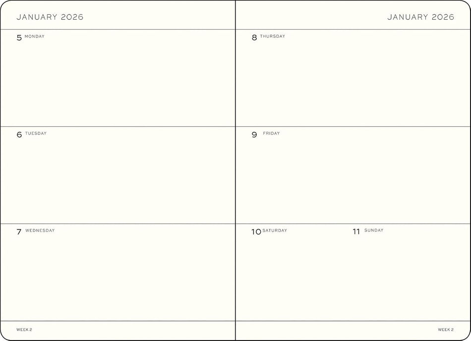 Leuchtturm1917 2026 A5 Weekly Planner - Black