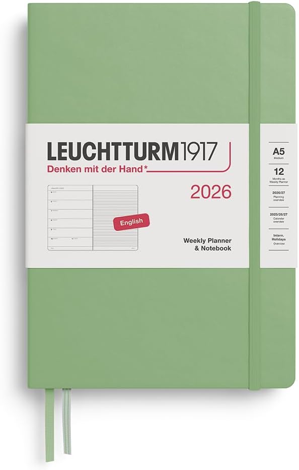 Leuchtturm1917 2026 A5 Weekly Planner & Notebook Ruled - Sage