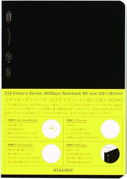Stalogy 018 Editor's Series 365Days B6 Notebook - Grid - Black