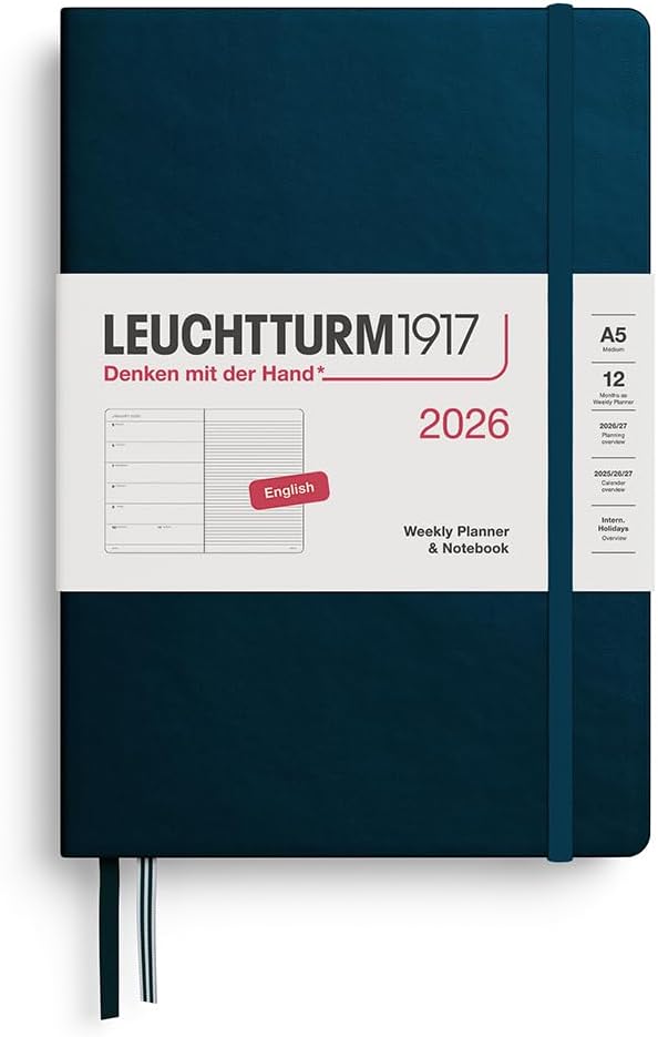 Leuchtturm1917 2026 A5 Weekly Planner & Notebook Ruled - Deep Sea