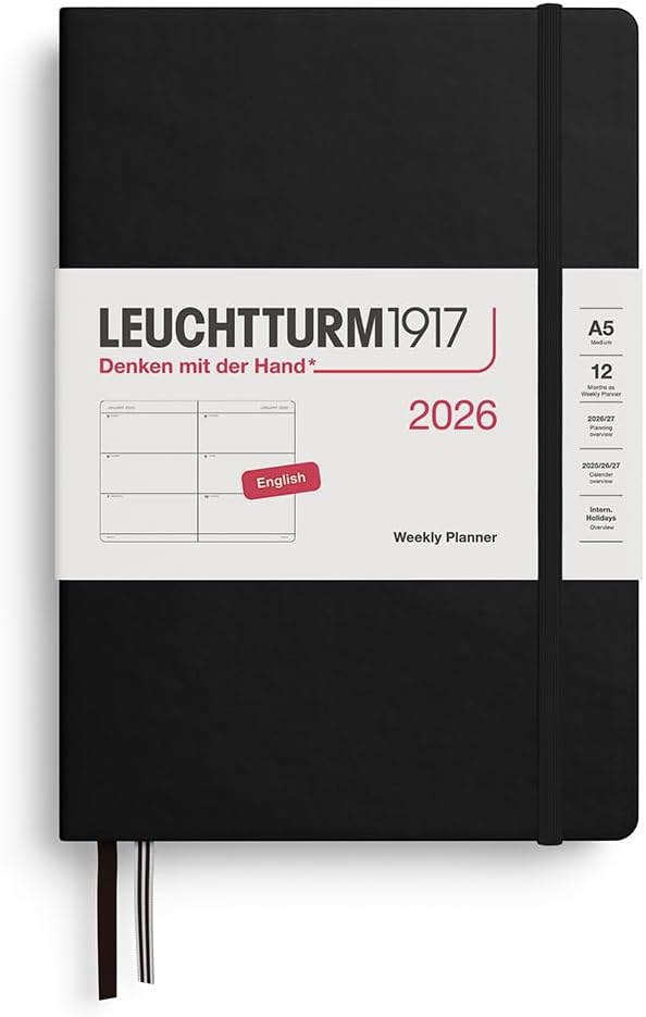 Leuchtturm1917 2026 A5 Weekly Planner - Black