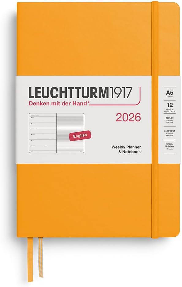 Leuchtturm1917 2026 A5 Weekly Planner & Notebook Ruled - Rising Sun
