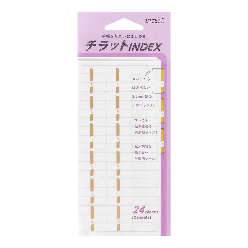Midori Chiratto Index Label Stickers (L) - Gold