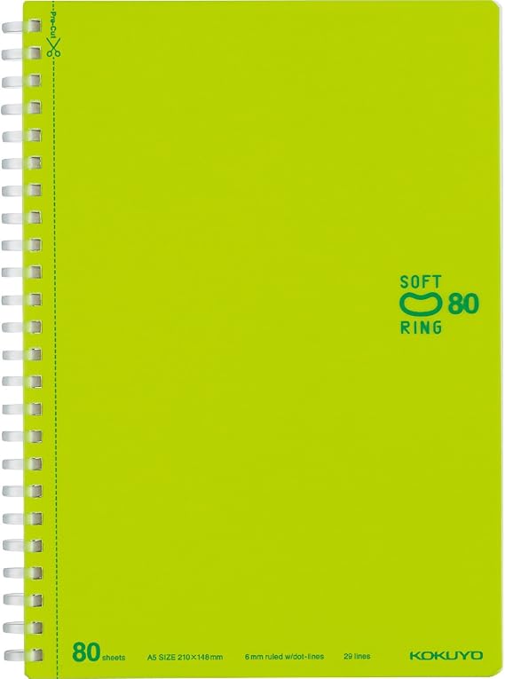 Kokuyo Campus Soft Ring Colorful Dot Ruled A5 Notebook - Light Green