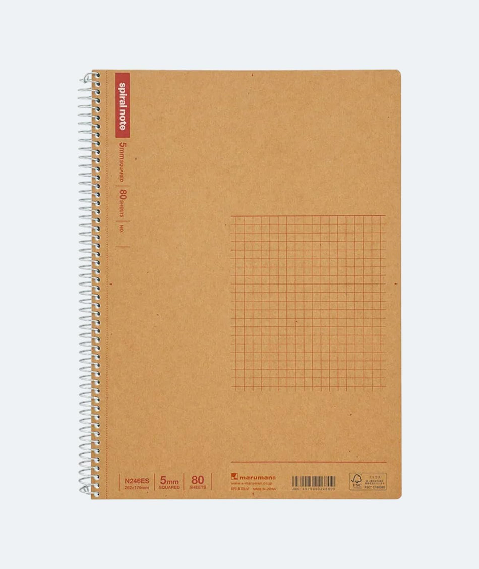 Maruman Spiral Note Basic Notebook - B5 - Graph - 80 Sheets