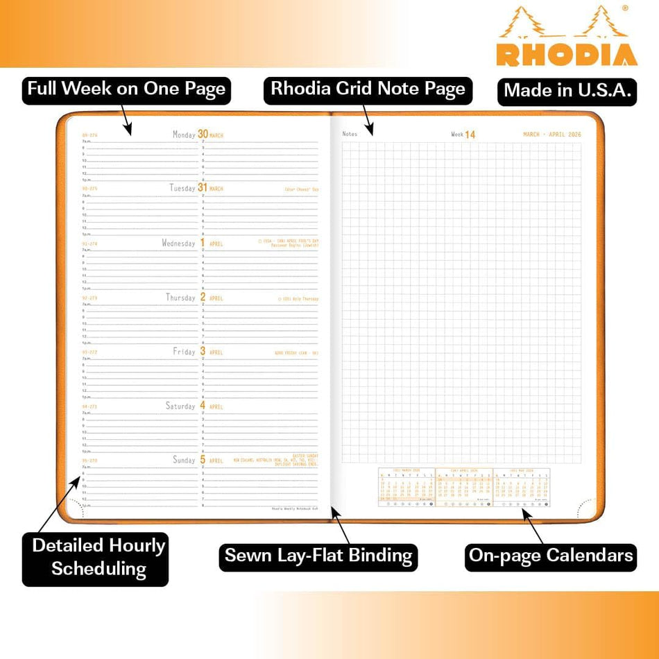 RHODIA 2026 Webplanner 6x9 - Midnight Blue