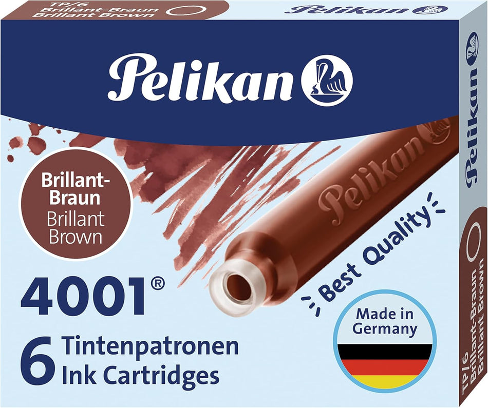 Pelikan 4001 Ink Cartridges - TP6 Brilliant Brown - Short