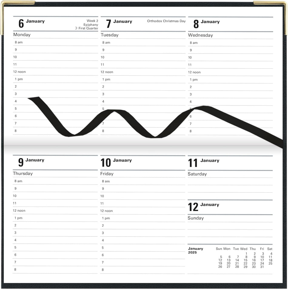 LETTS 2026 Classic Weekly Gold Corners 3x6 Horizontal - Black